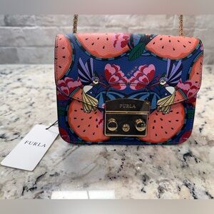 Furla NWT Metropolis Mini Watermelon Bird Print Crossbody